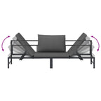 Tumbona de Sol para 3 Personas Negro 200 x 62 x 59,5 cm