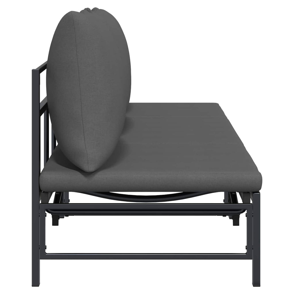 Tumbona de Sol para 3 Personas Negro 200 x 62 x 59,5 cm