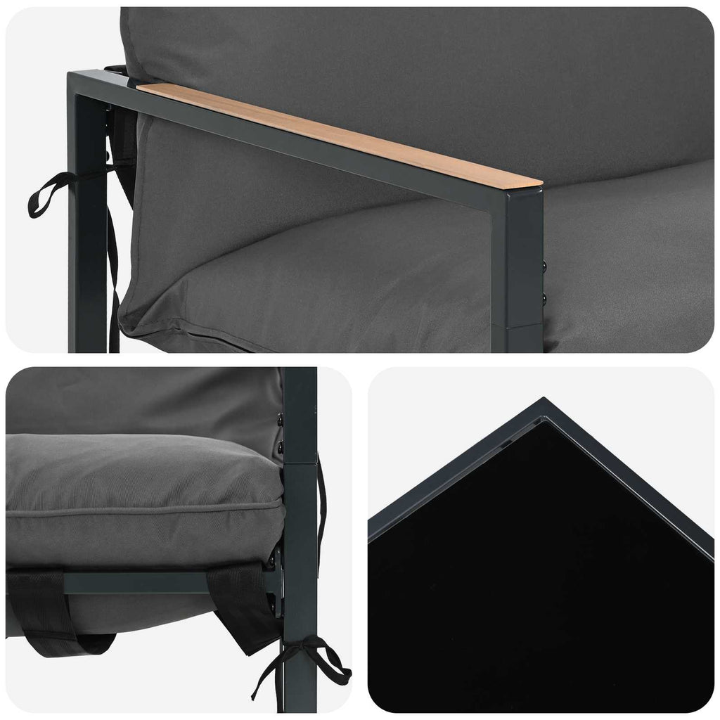 Conjunto de sofás de jardín 3 pcs Negro y Antracita Acero