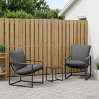 Conjunto de sofás de jardín 3 pcs Negro y Antracita Acero