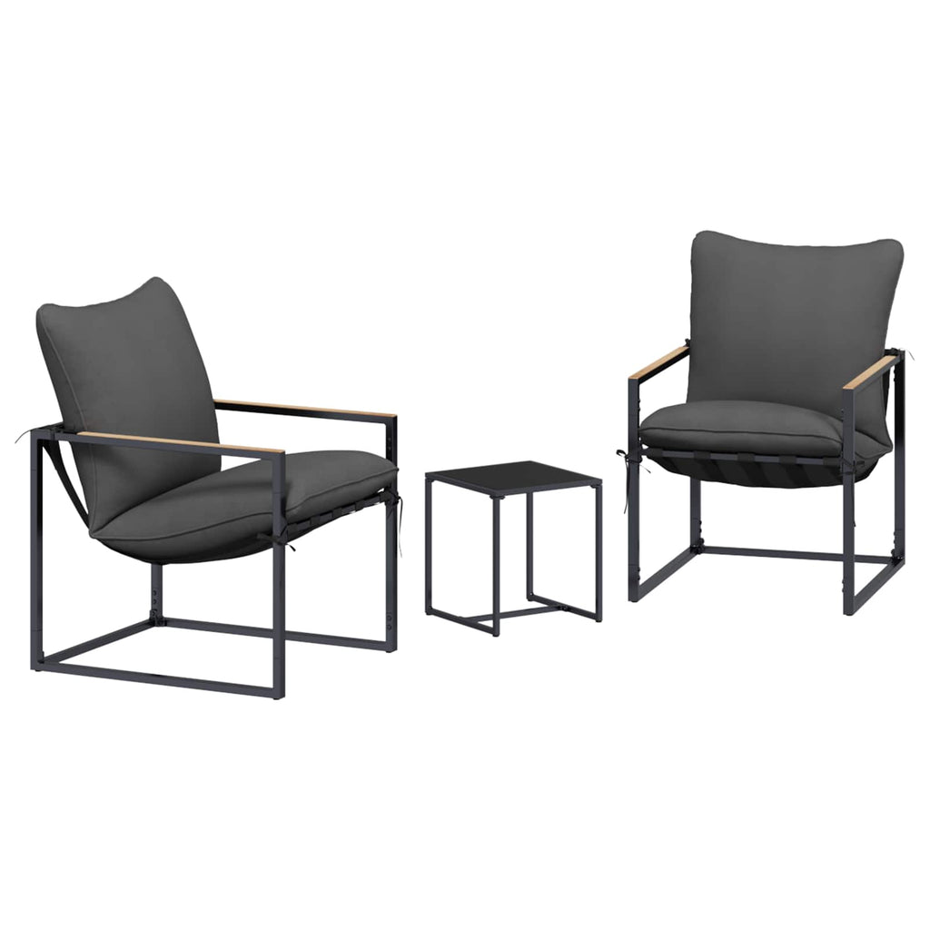 Conjunto de sofás de jardín 3 pcs Negro y Antracita Acero