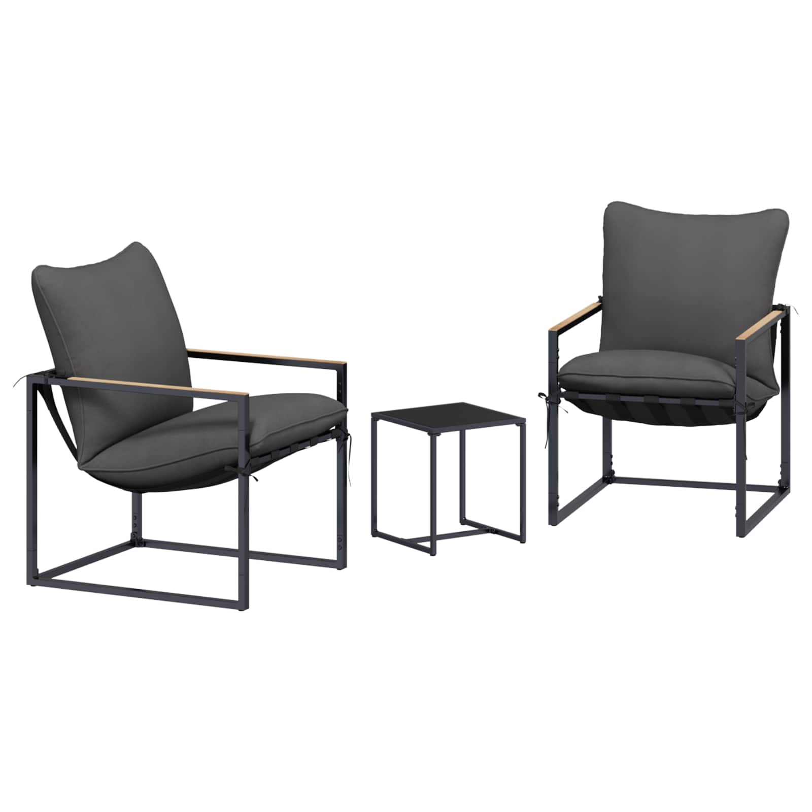 Conjunto de sofás de jardín 3 pcs Negro y Antracita Acero