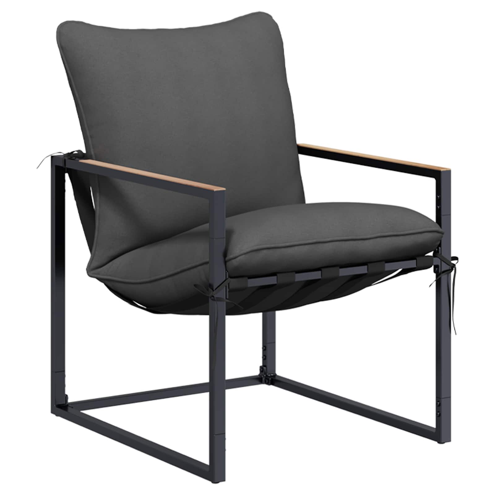 Conjunto de sofás de jardín 3 pcs Negro y Antracita Acero