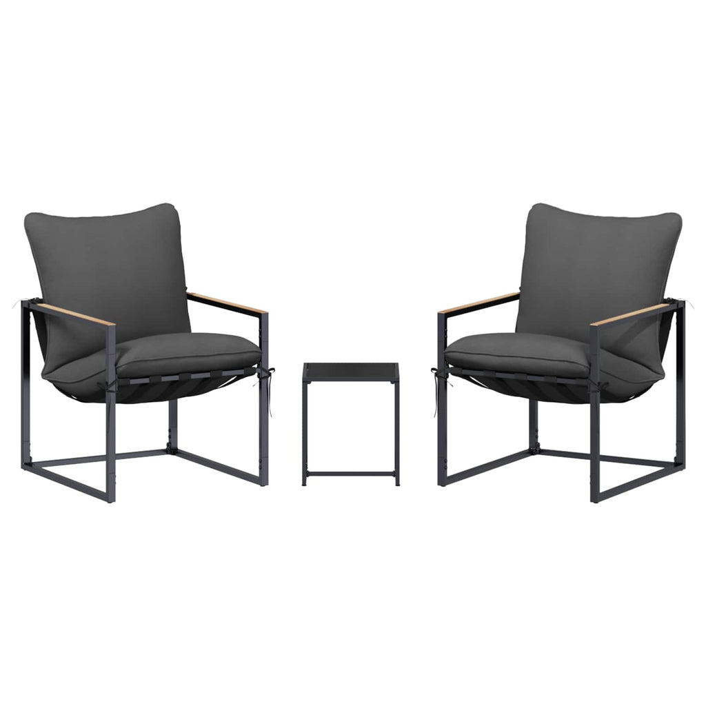 Conjunto de sofás de jardín 3 pcs Negro y Antracita Acero