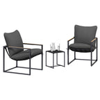 Conjunto de sofás de jardín 3 pcs Negro y Antracita Acero
