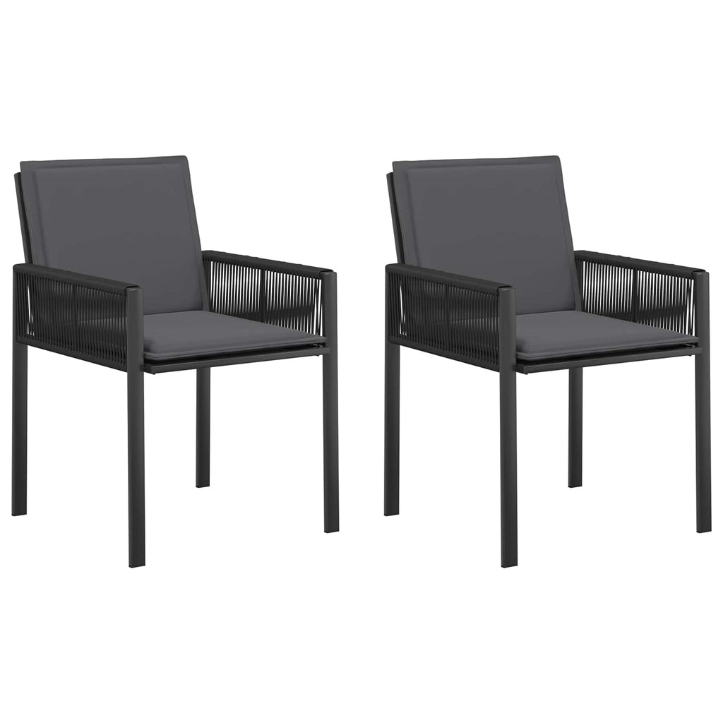 Sillas de jardín 6 pcs Negro y Gris oscuro ratán sintético