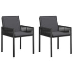 Sillas de jardín 6 pcs Negro y Gris oscuro ratán sintético