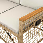 Conjunto de sofá reclinable de jardín Manual Beige y crema