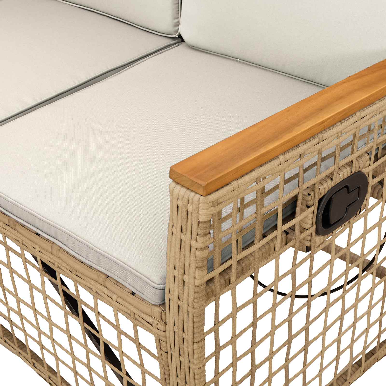 Conjunto de sofá reclinable de jardín Manual Beige y crema