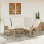 Conjunto de sofá reclinable de jardín Manual Beige y crema