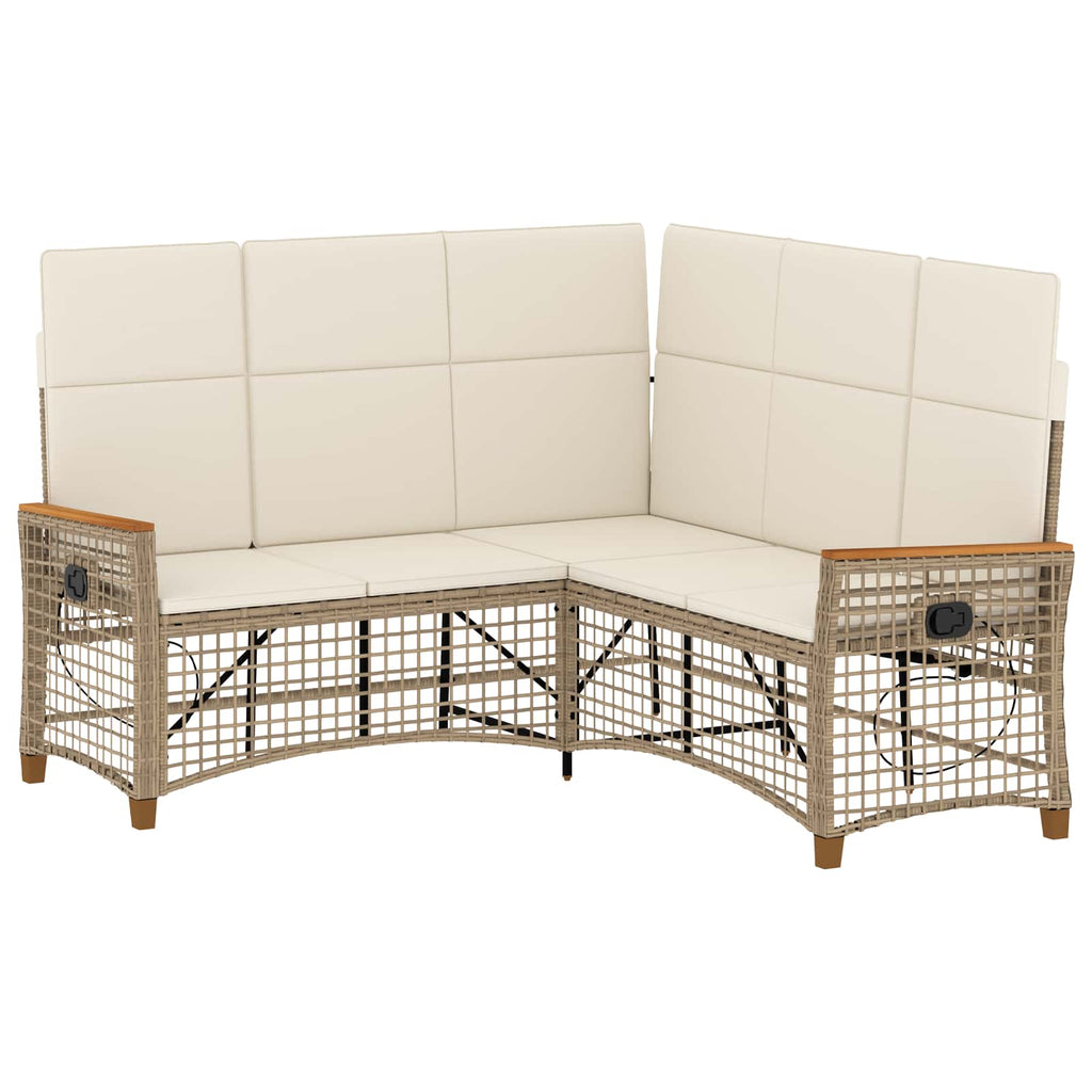 Conjunto de sofá reclinable de jardín Manual Beige y crema