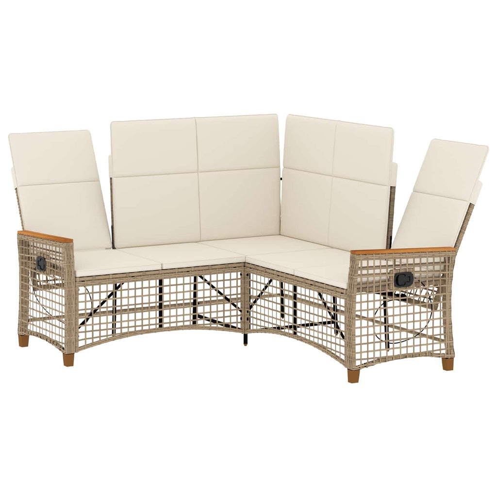 Conjunto de sofá reclinable de jardín Manual Beige y crema