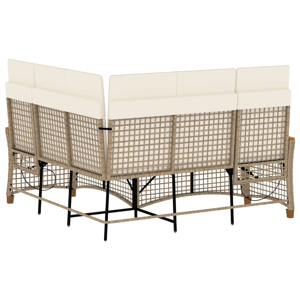 Conjunto de sofá reclinable de jardín Manual Beige y crema