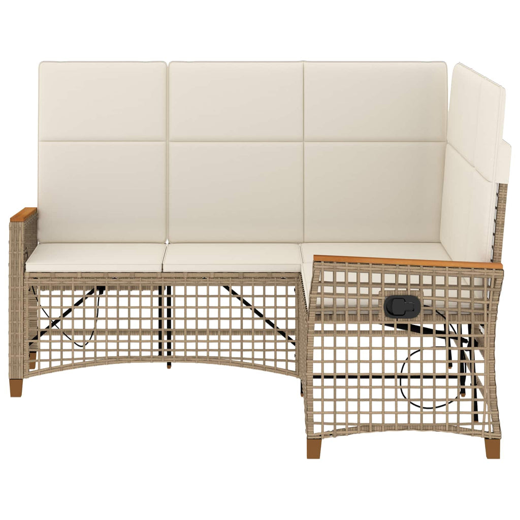 Conjunto de sofá reclinable de jardín Manual Beige y crema