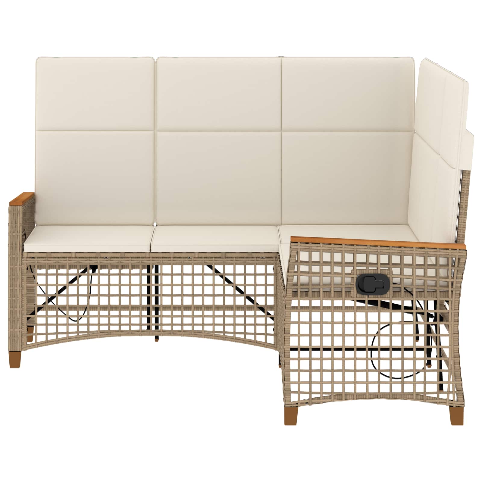 Conjunto de sofá reclinable de jardín Manual Beige y crema