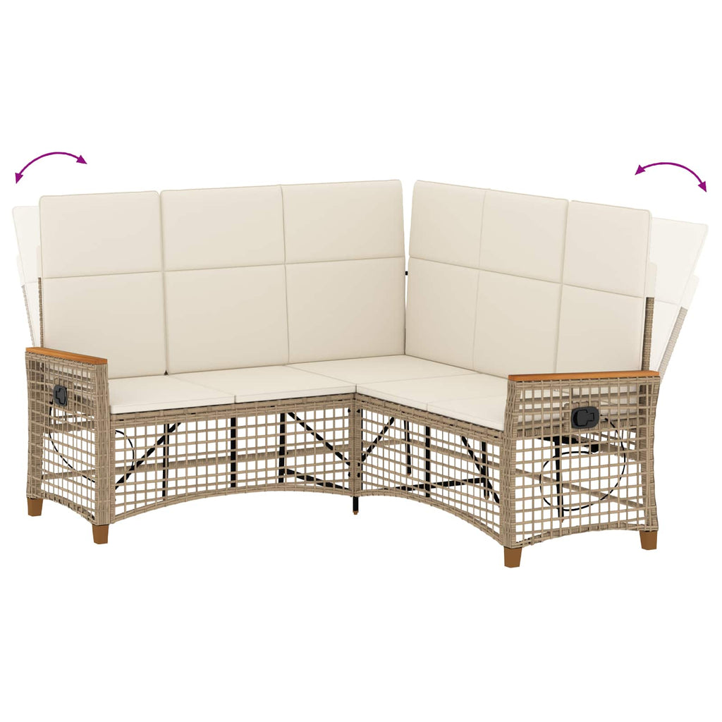 Conjunto de sofá reclinable de jardín Manual Beige y crema
