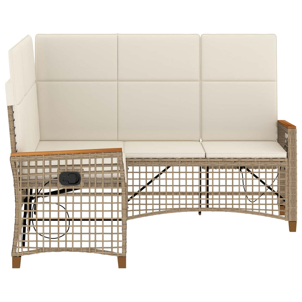 Conjunto de sofá reclinable de jardín Manual Beige y crema