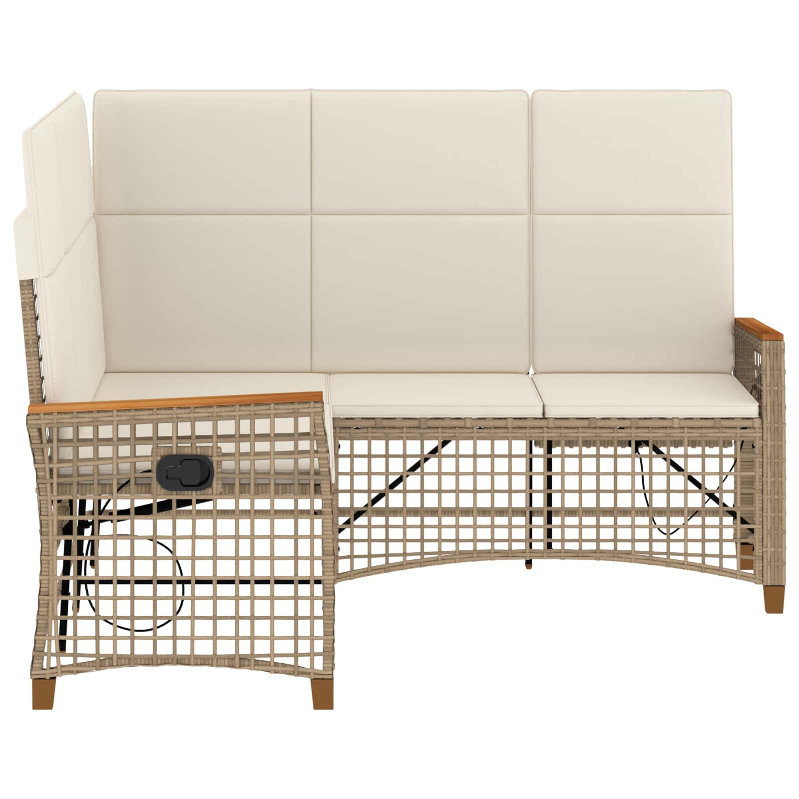 Conjunto de sofá reclinable de jardín Manual Beige y crema
