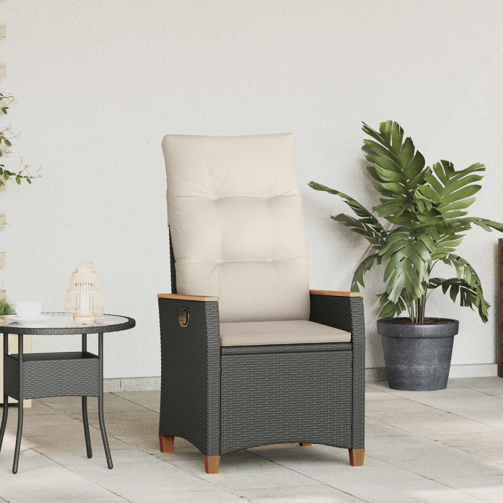 Cadeira de jardim reclinável Bege e Creme 64 x 57,5 x 112 cm