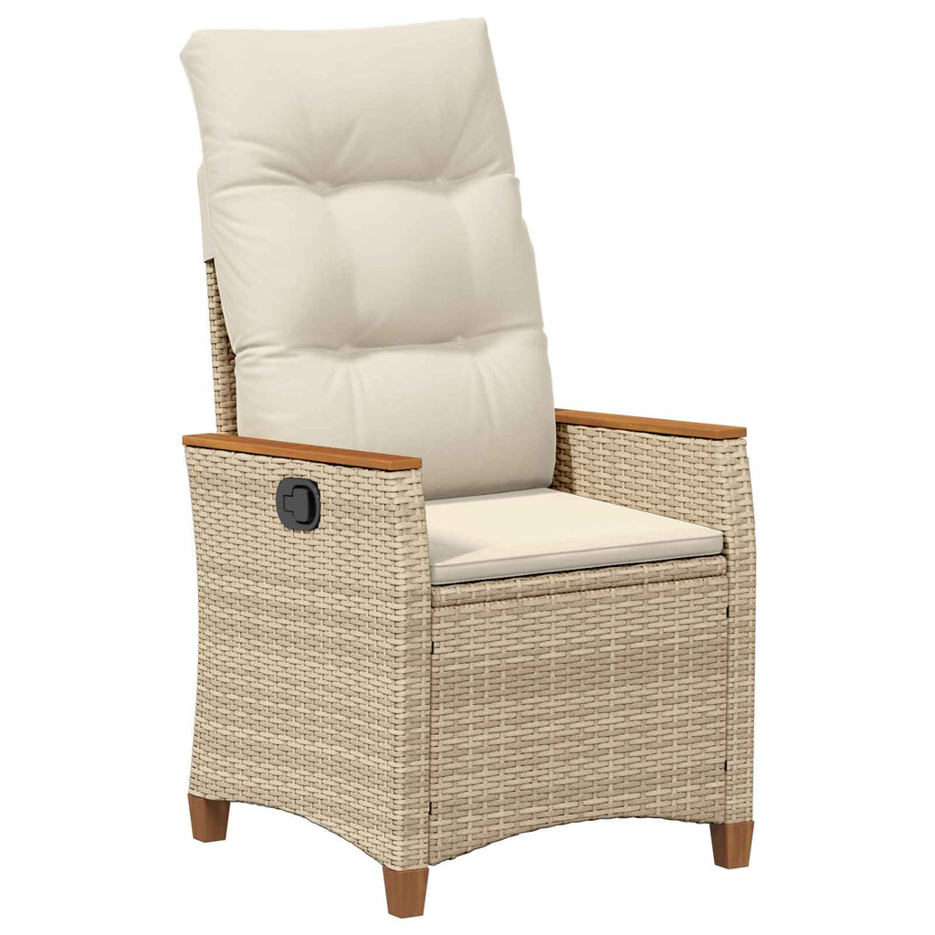 Silla de jardín reclinable Beige y Crema 64 x 57,5 x 112 cm