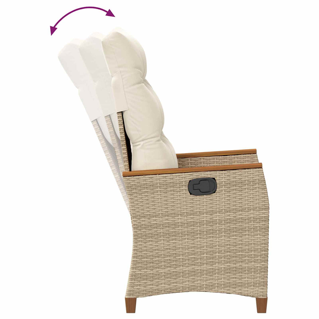 Silla de jardín reclinable Beige y Crema 64 x 57,5 x 112 cm