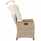 Silla de jardín reclinable Beige y Crema 64 x 57,5 x 112 cm