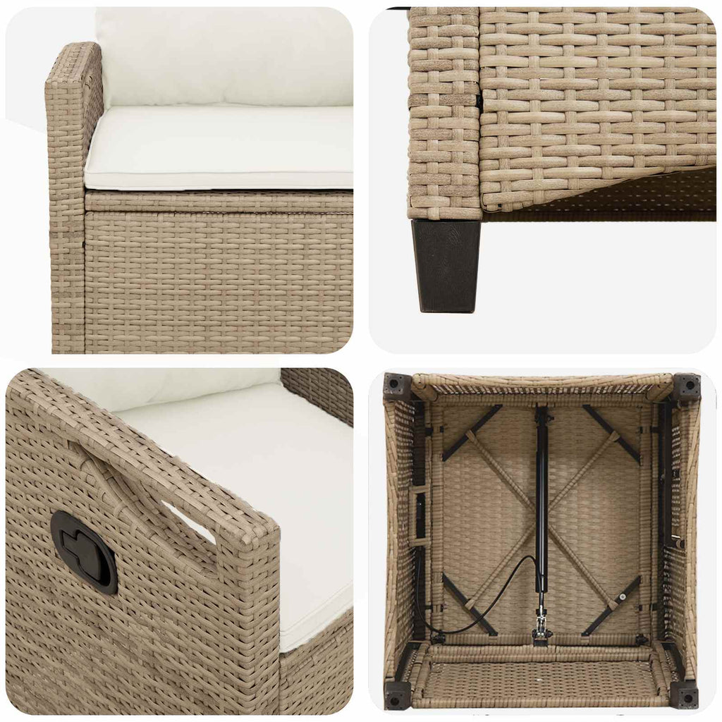 Silla de Jardín 2 pcs Beige y Crema 56 x 60 x 112 cm
