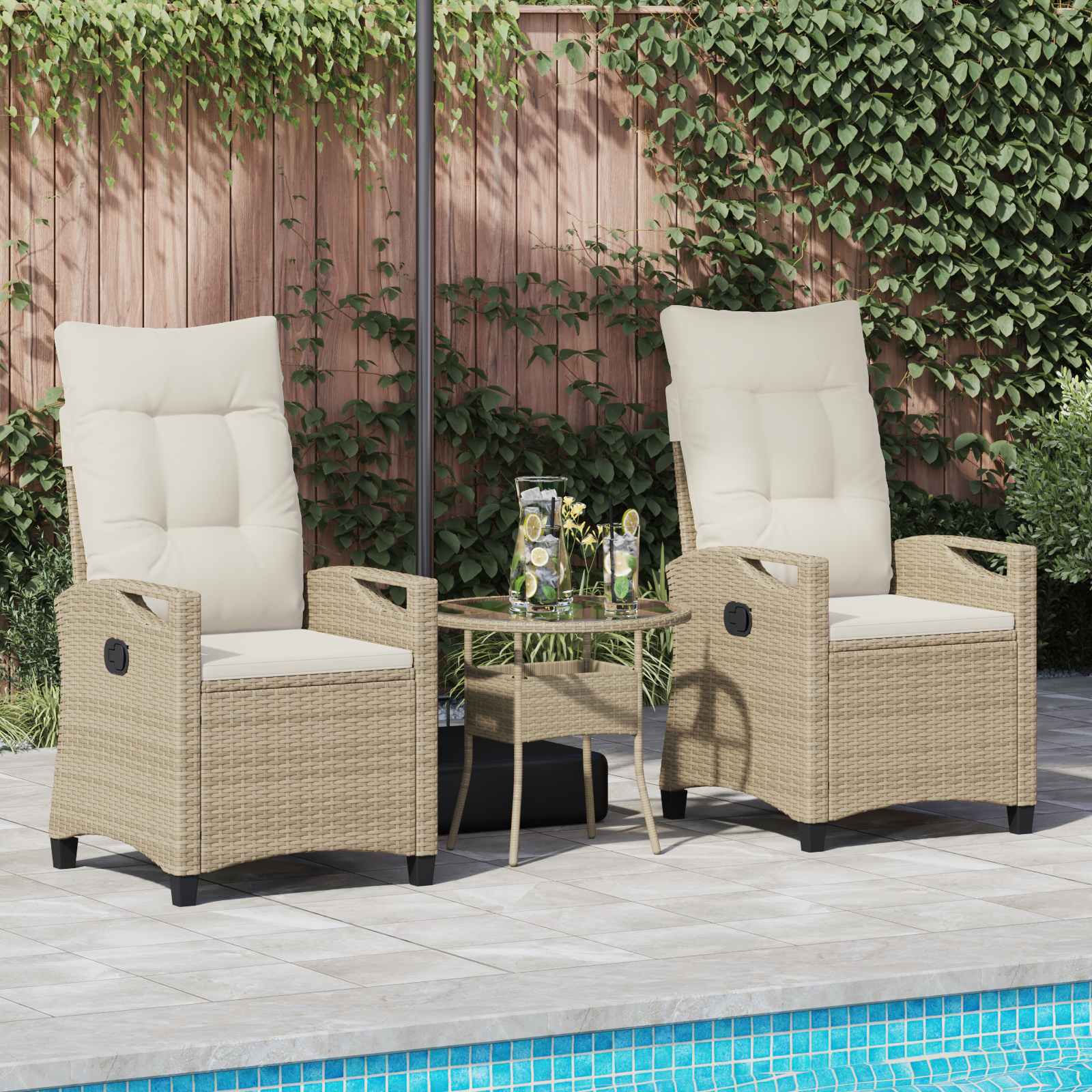 Silla de Jardín 2 pcs Beige y Crema 56 x 60 x 112 cm