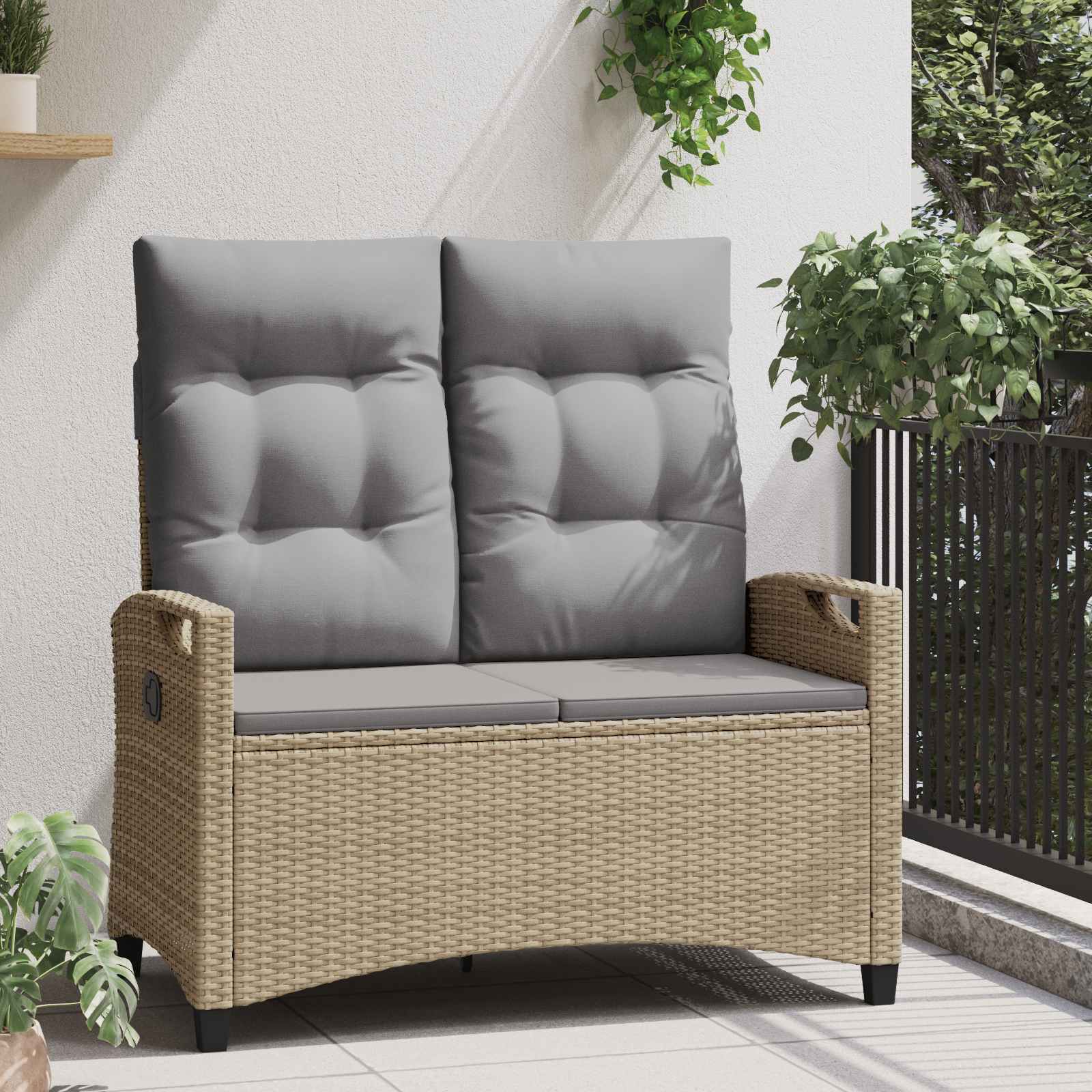 Banco de jardín Beige y Gris Claro 105 x 60 x 112 cm