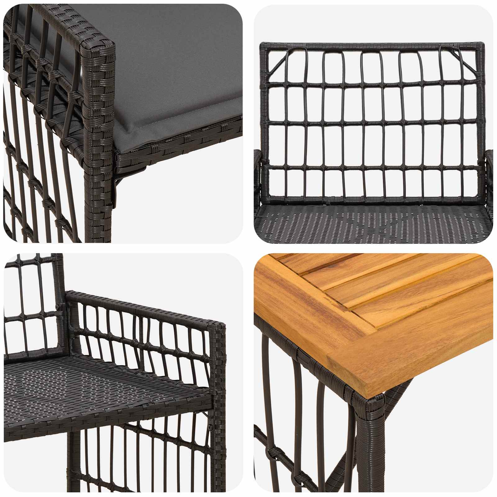 Juego de muebles de exterior 4 pcs Negro y Gris oscuro