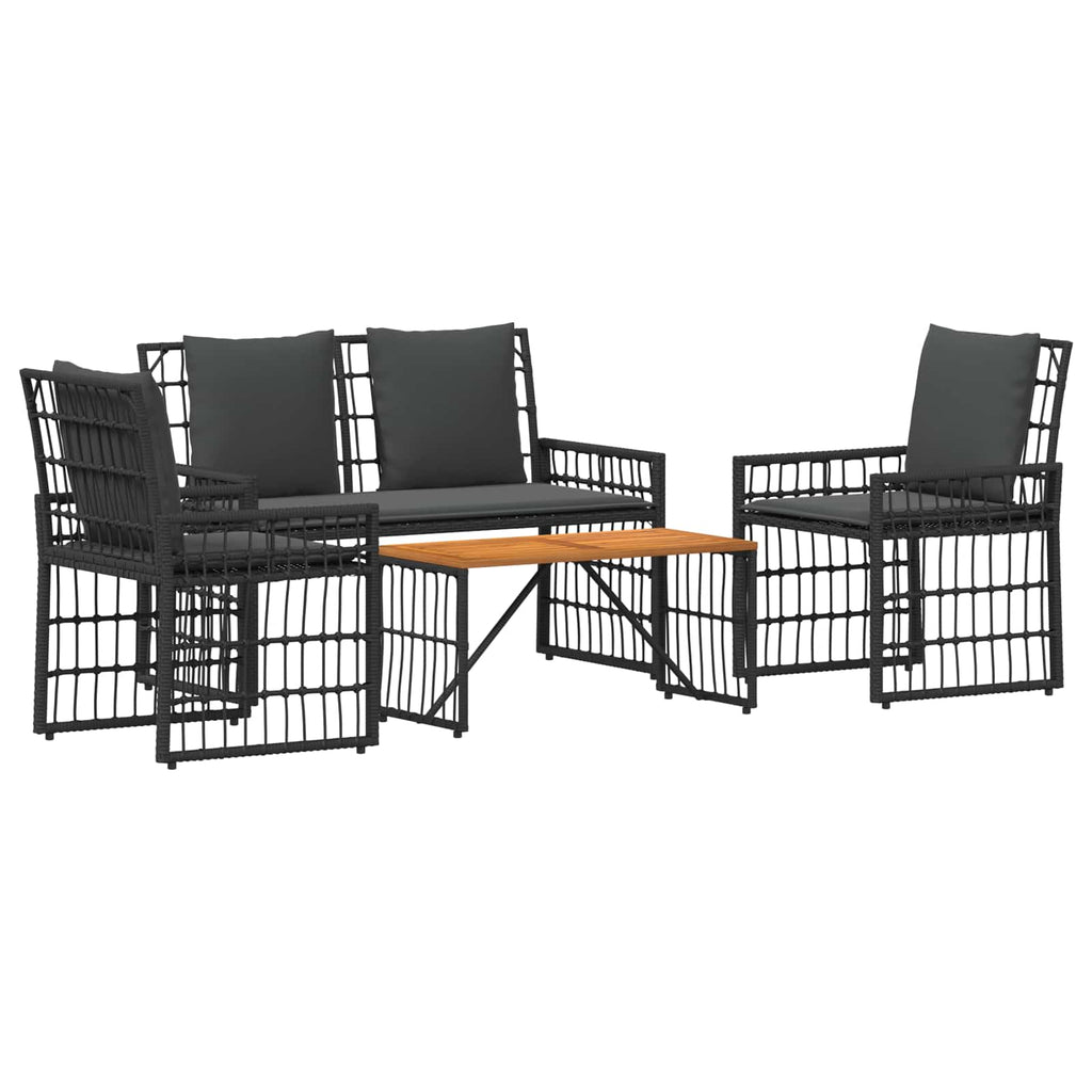 Juego de muebles de exterior 4 pcs Negro y Gris oscuro