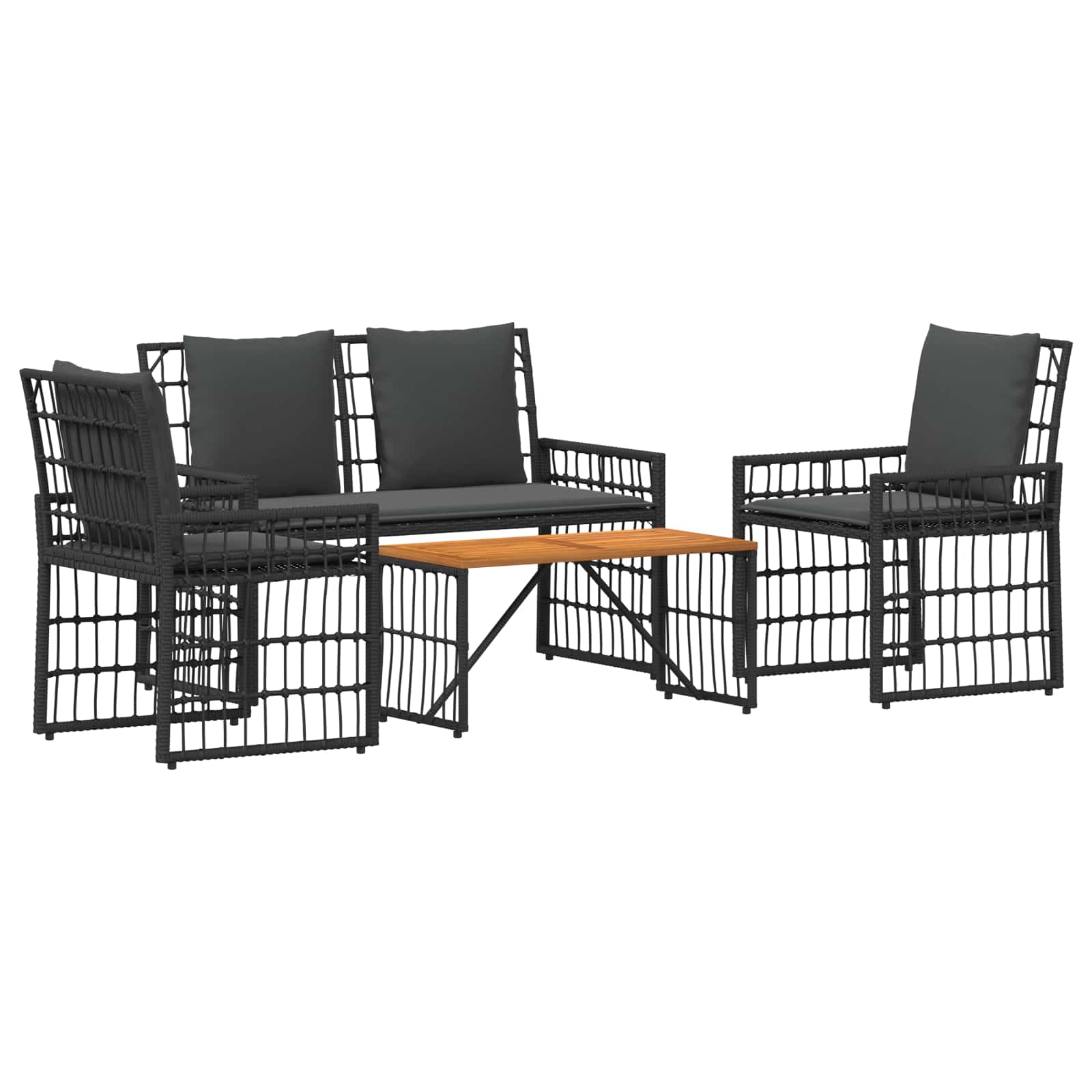 Juego de muebles de exterior 4 pcs Negro y Gris oscuro
