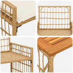 Juego de muebles de exterior 4 pcs Natural y Crema