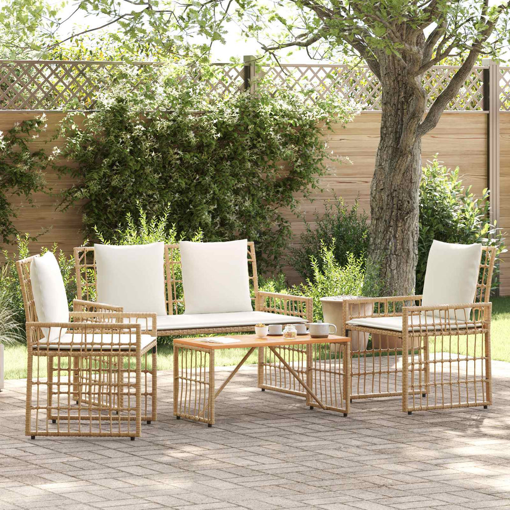 Juego de muebles de exterior 4 pcs Natural y Crema