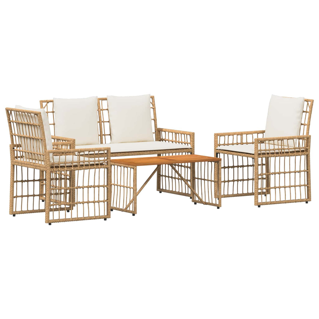 Juego de muebles de exterior 4 pcs Natural y Crema