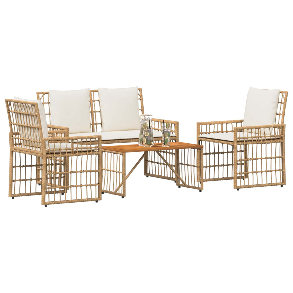 Juego de muebles de exterior 4 pcs Natural y Crema