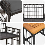 Juego de muebles de exterior 5 pcs Negro y Gris oscuro