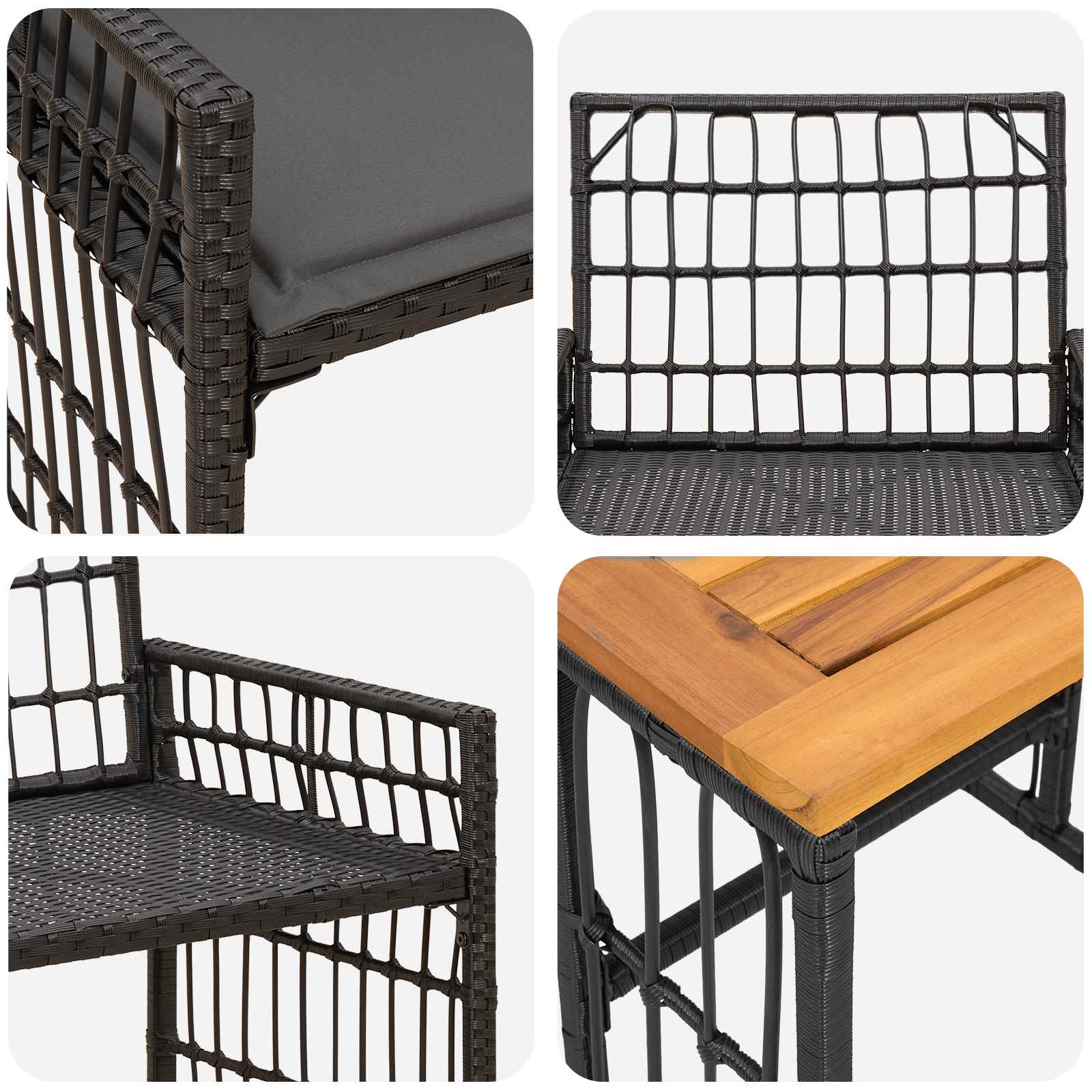 Juego de muebles de exterior 5 pcs Negro y Gris oscuro