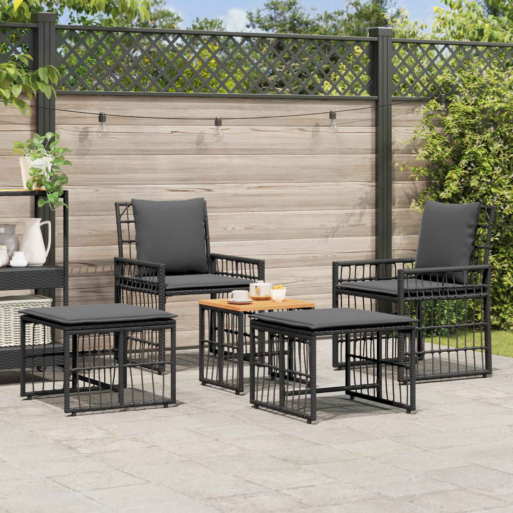 Juego de muebles de exterior 5 pcs Negro y Gris oscuro