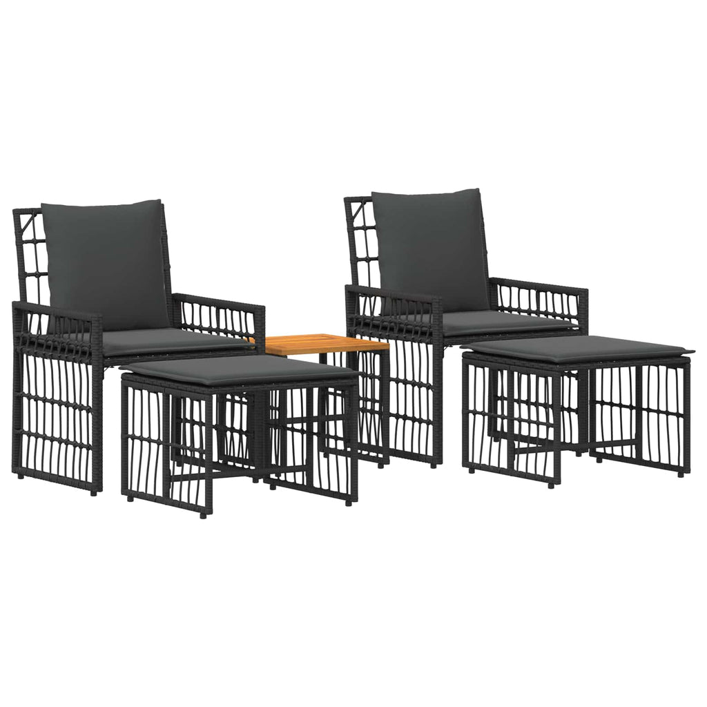 Juego de muebles de exterior 5 pcs Negro y Gris oscuro