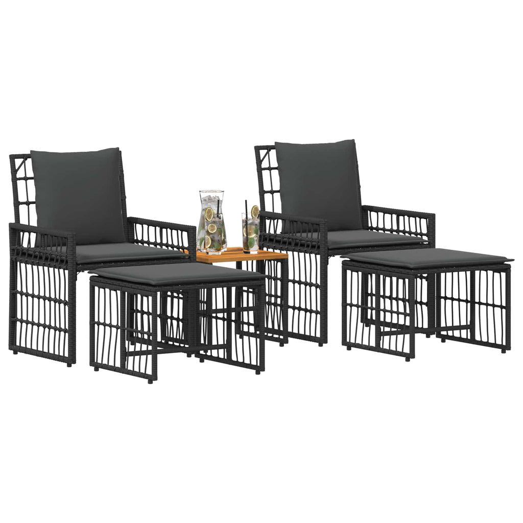 Juego de muebles de exterior 5 pcs Negro y Gris oscuro