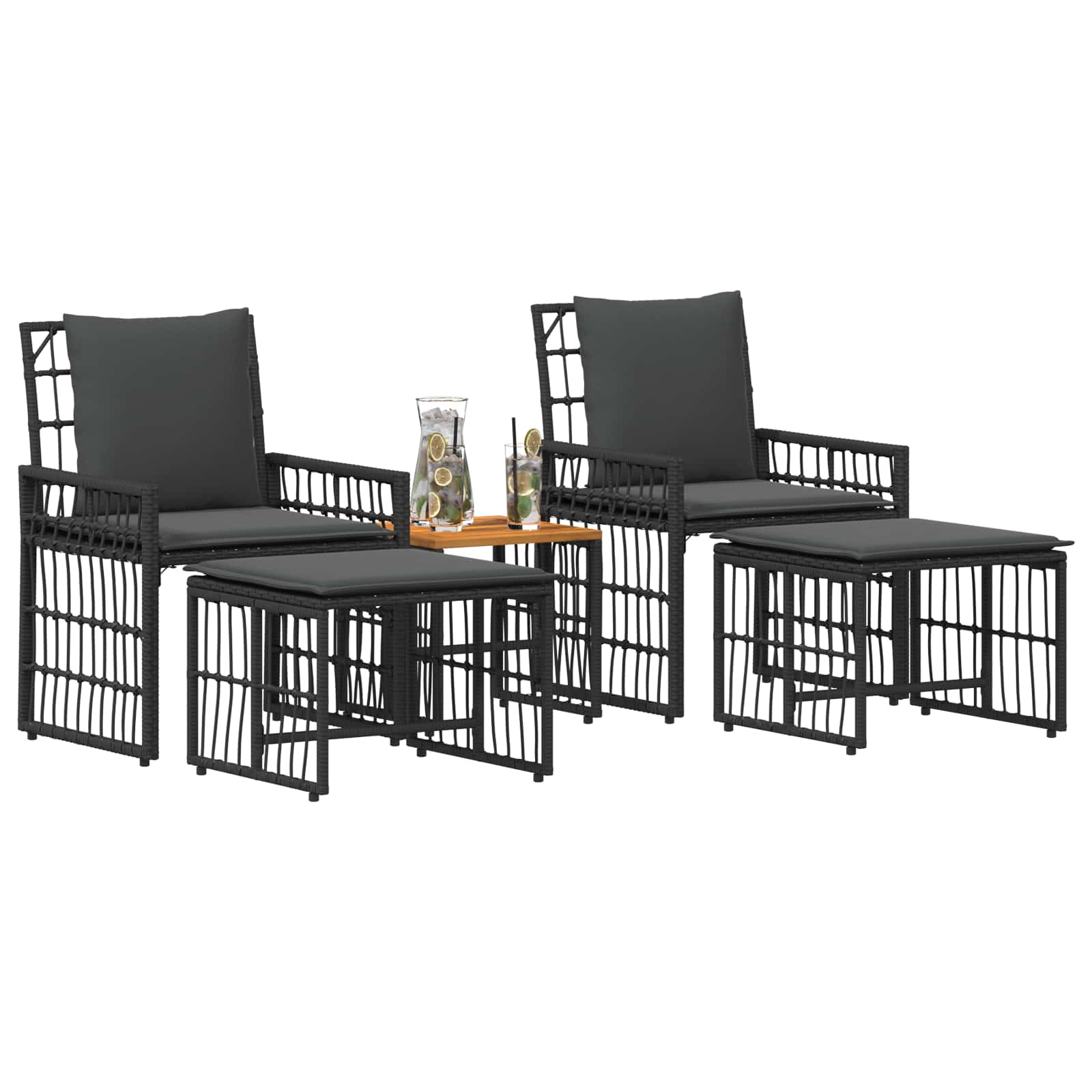 Juego de muebles de exterior 5 pcs Negro y Gris oscuro