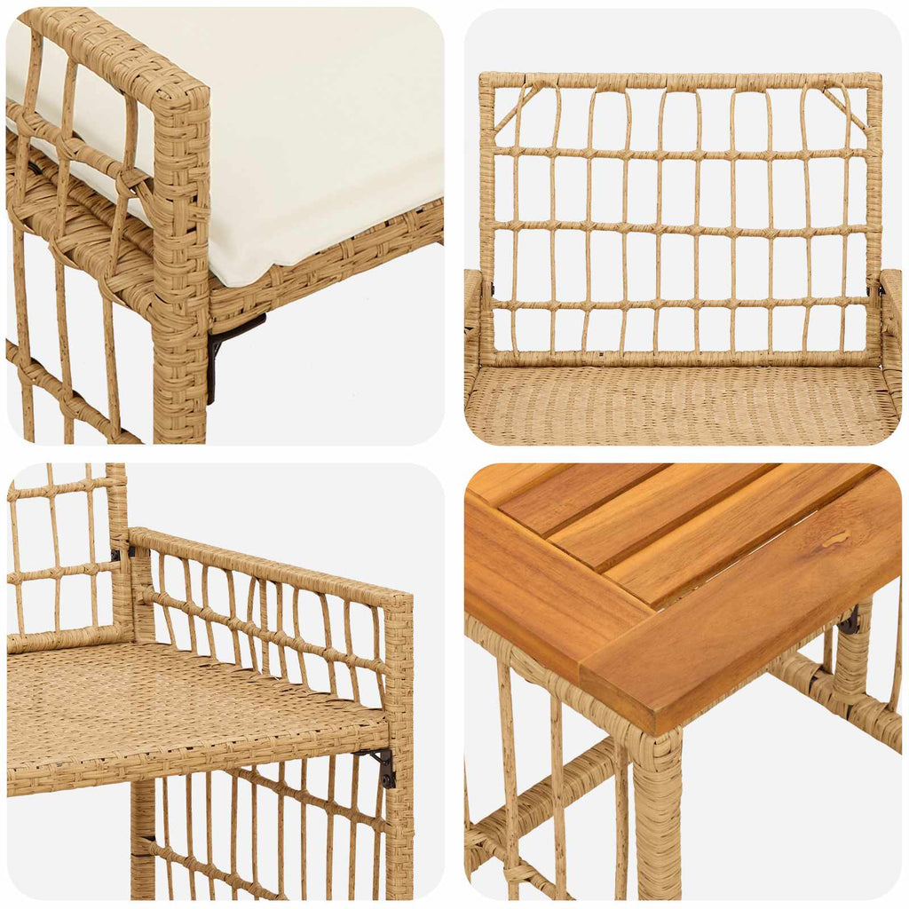 Juego de muebles de exterior 5 pcs Natural y Crema