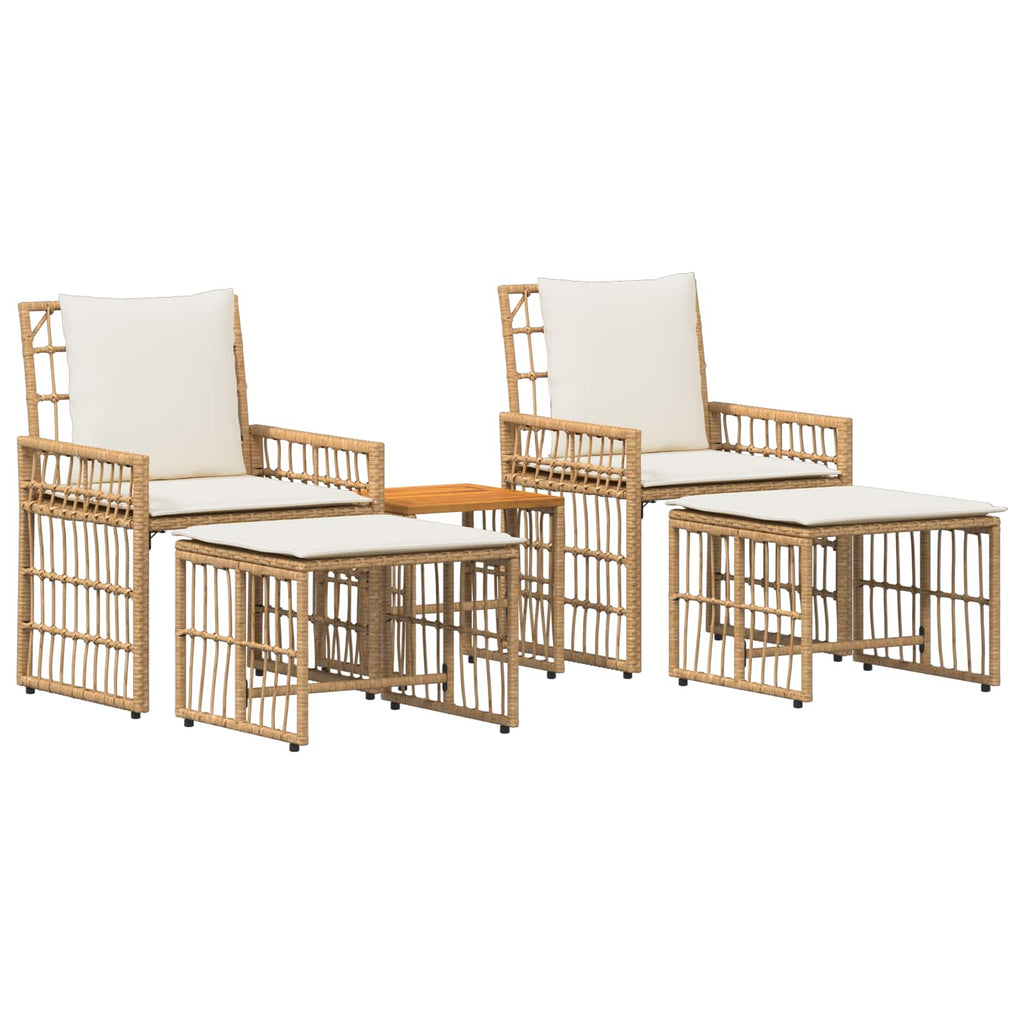 Juego de muebles de exterior 5 pcs Natural y Crema