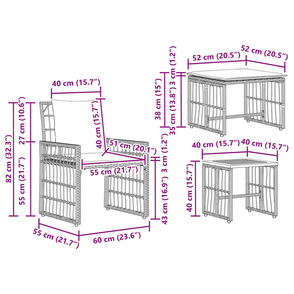 Juego de muebles de exterior 5 pcs Natural y Crema