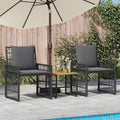 Juego de muebles de exterior 3 pcs Negro y Gris oscuro