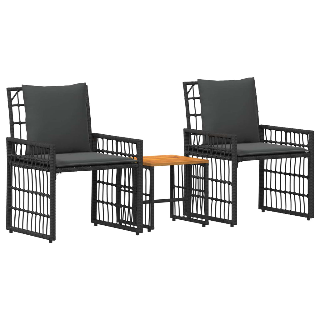 Juego de muebles de exterior 3 pcs Negro y Gris oscuro