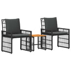 Juego de muebles de exterior 3 pcs Negro y Gris oscuro
