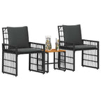 Juego de muebles de exterior 3 pcs Negro y Gris oscuro