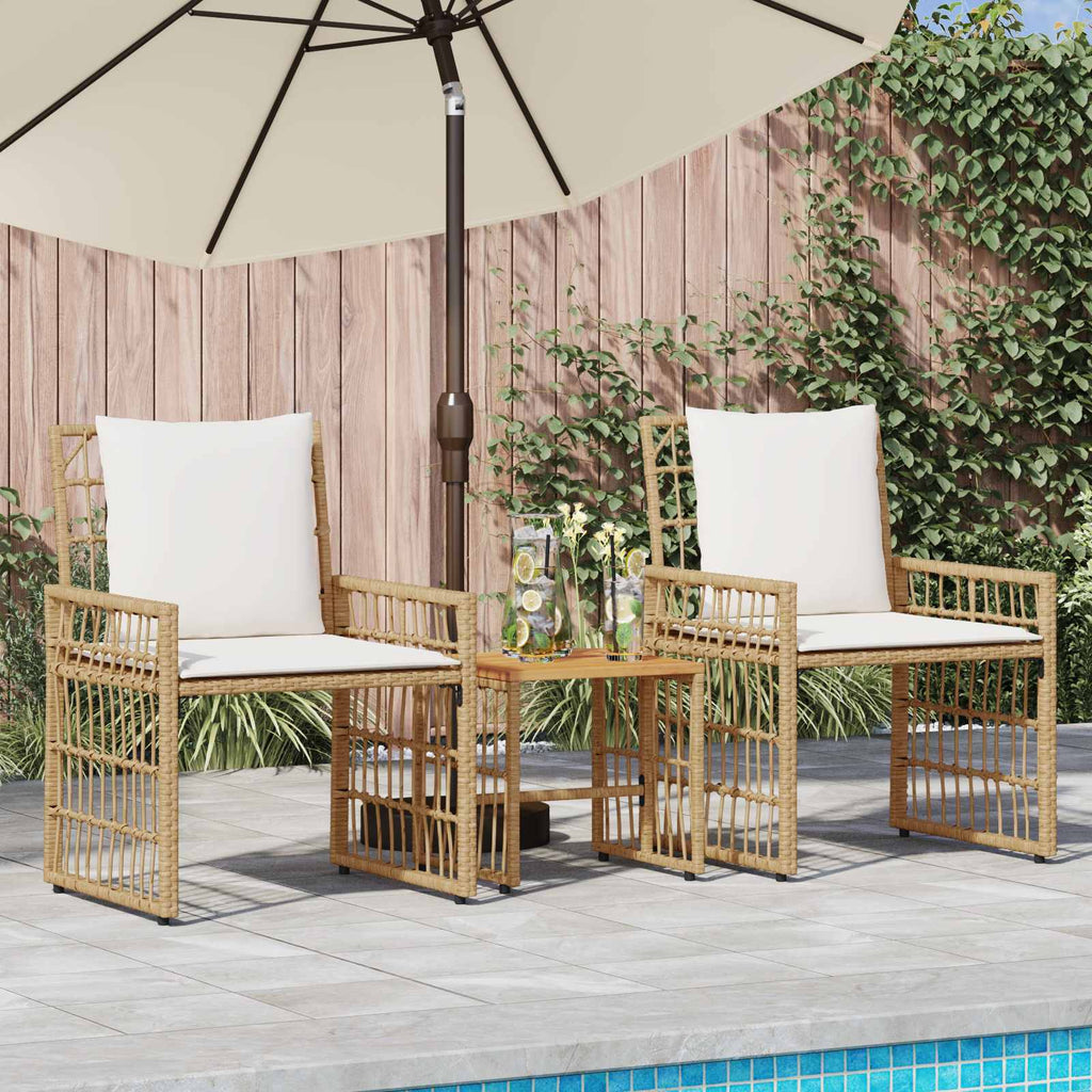 Juego de muebles de exterior 3 pcs Natural y Crema